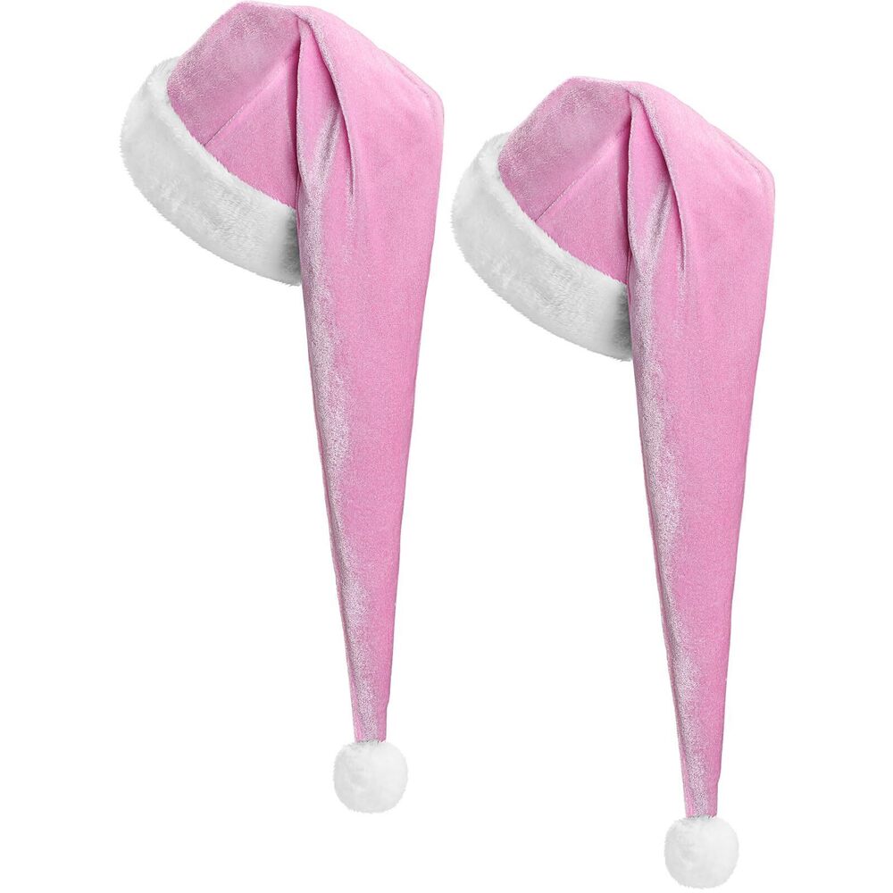 9959 2 Pcs Santa Hat Adults Unisex Velvet Christmas Hat Extra Thicken
